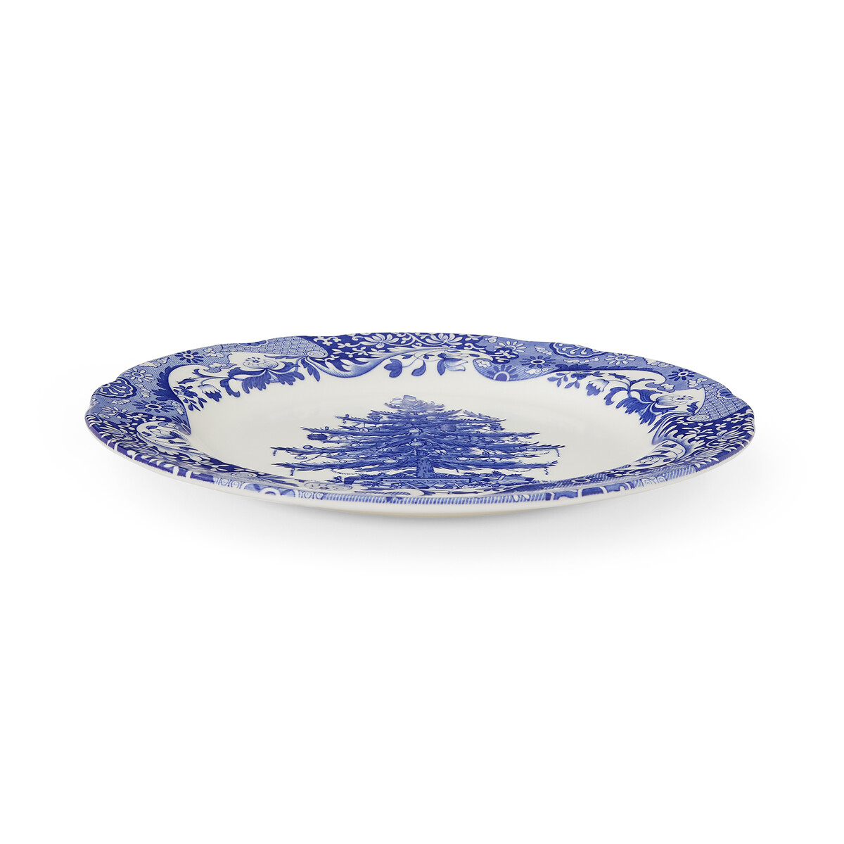 Set of 4 Blue Christmas Tree Dinner Plates blue, SPODE