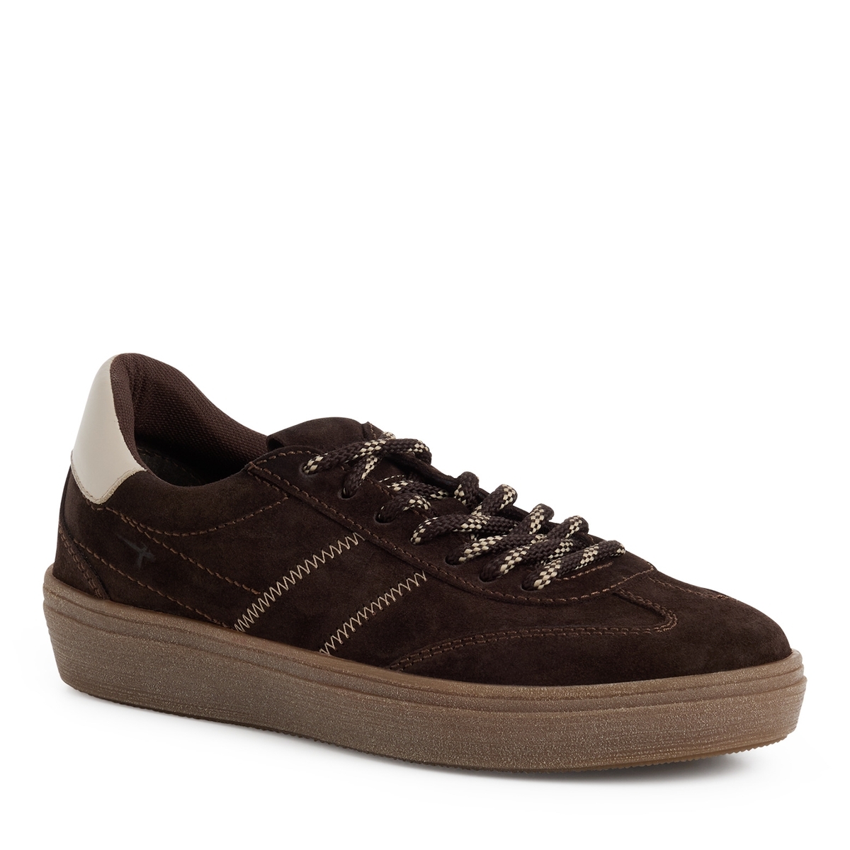 Basket en cuir marron mocca, TAMARIS