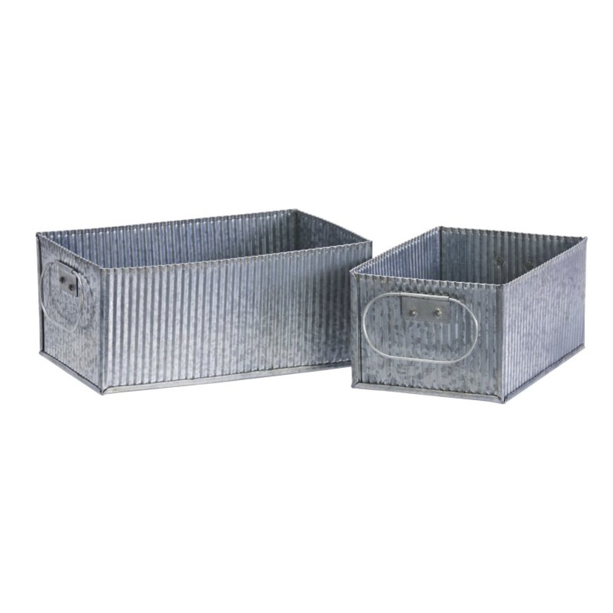 Boites de rangement métal set de 2 argent, MADAM STOLTZ