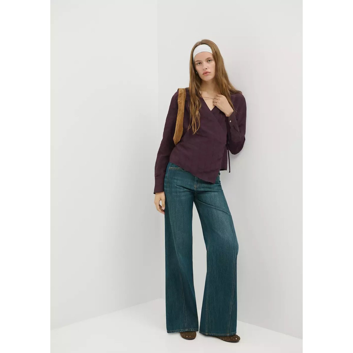 Chemise texturée croisée violet, MANGO TEEN