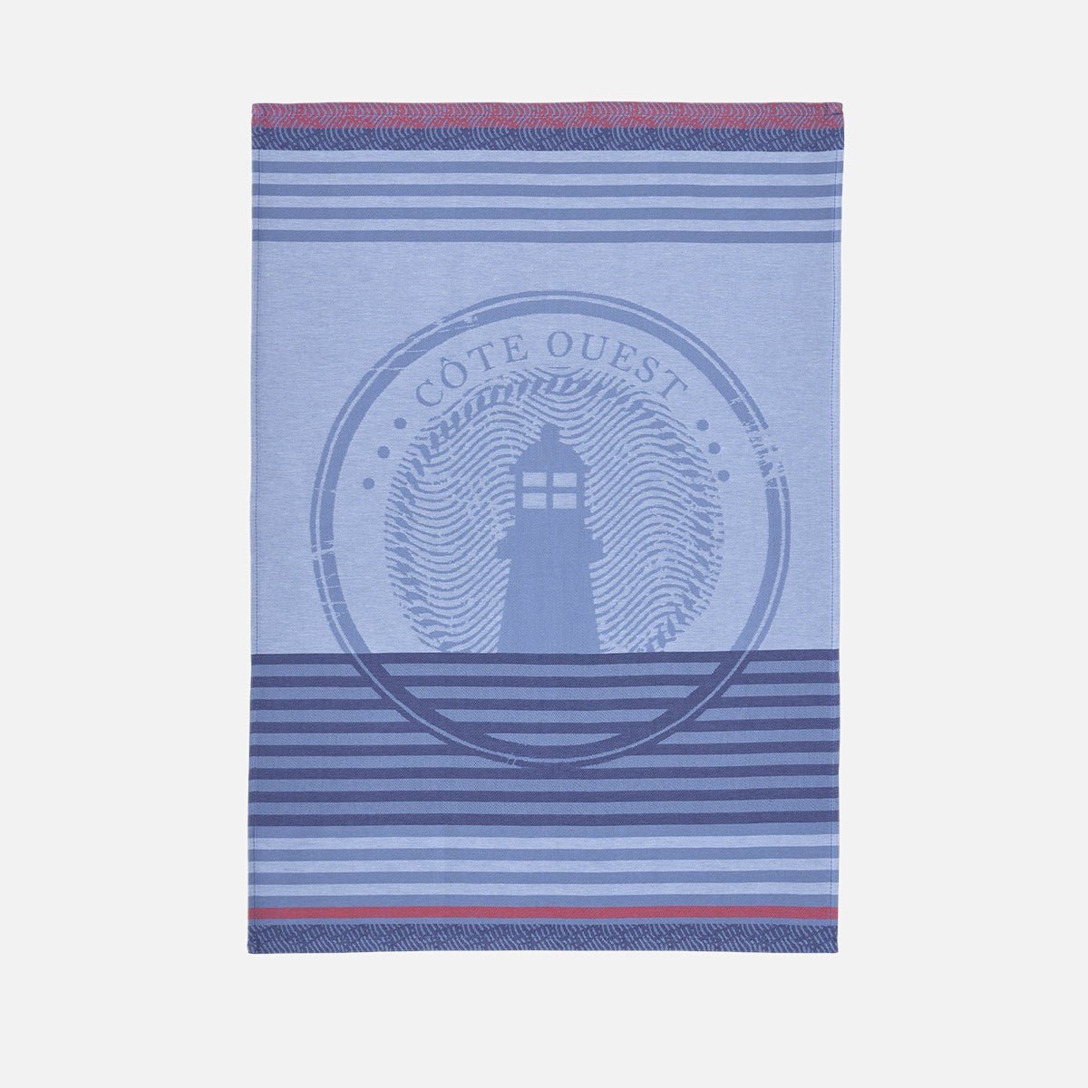 Torchon jacquard en coton CÔTE OUEST bleu, COUCKE