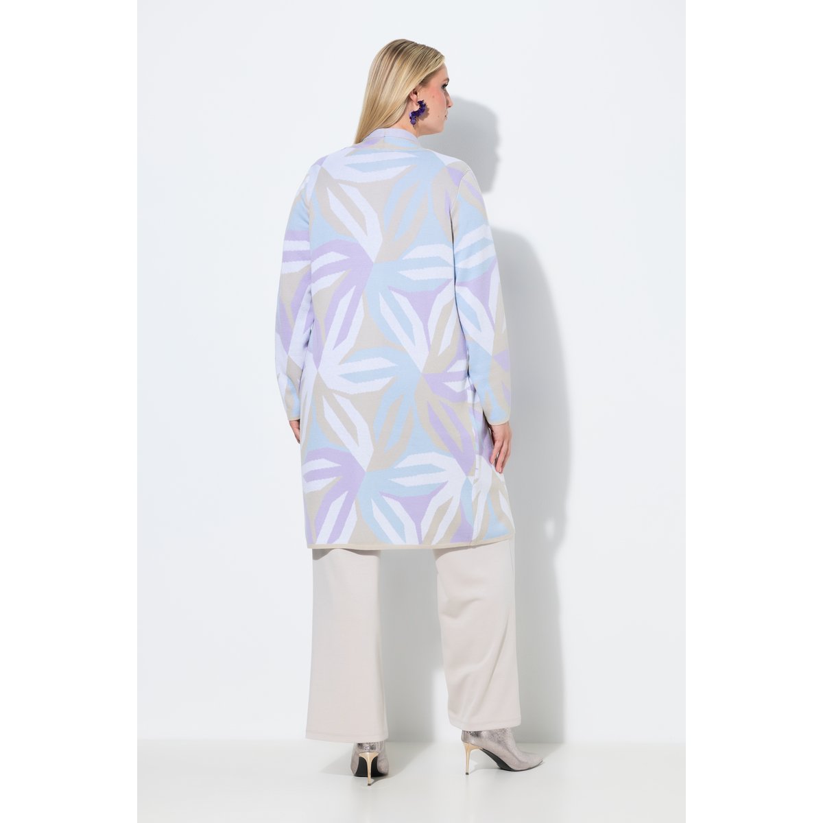 Cardigan long motif graphique blanc cassé, ULLA POPKEN
