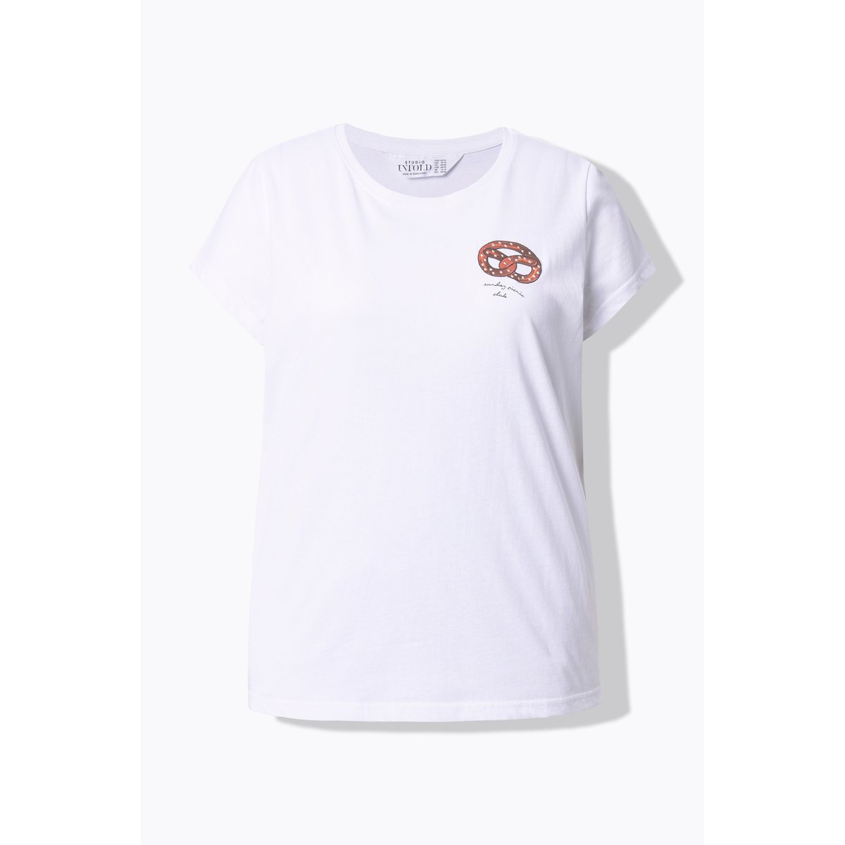 T-shirt slim avec broderie bretzel blanc neige, STUDIO UNTOLD