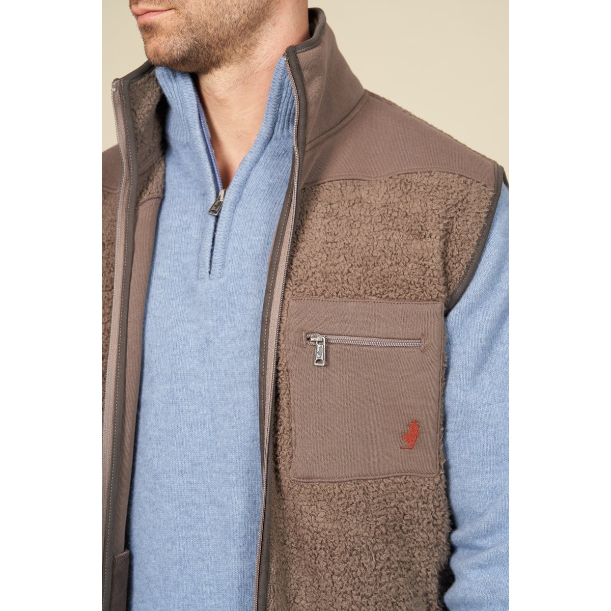 Gilet sans manche en bouclette chocolat, MCS