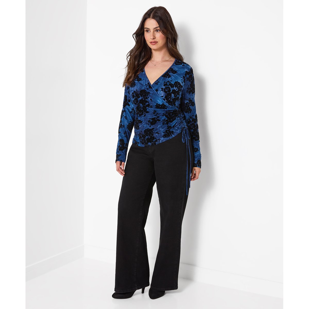 Henley Cache-Cœur en Jersey Floqué Effet Délavé bleu, JOE BROWNS