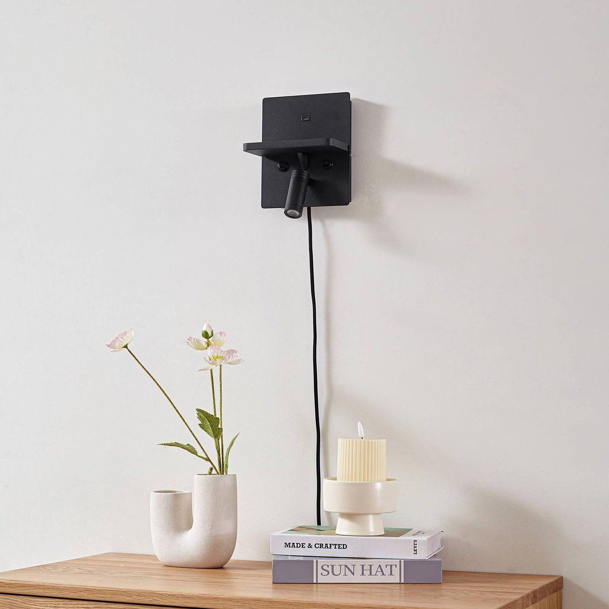 Applique en métal moderneLED, Auden noir, LINDBY