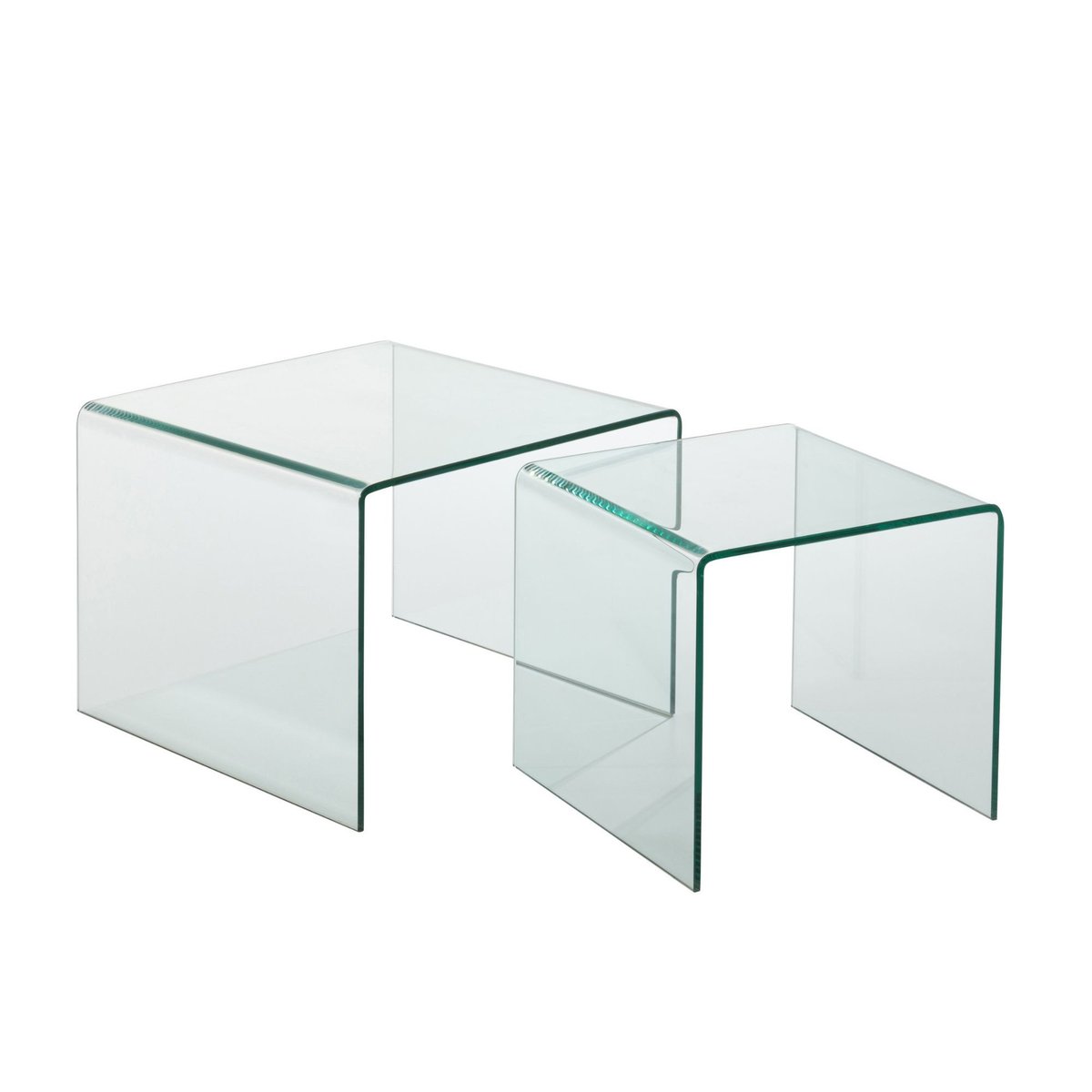 Tables basses carrées gigognes en verre L65 (set de 2) - GALLE transparent, HELLIN, DEPUIS 1862