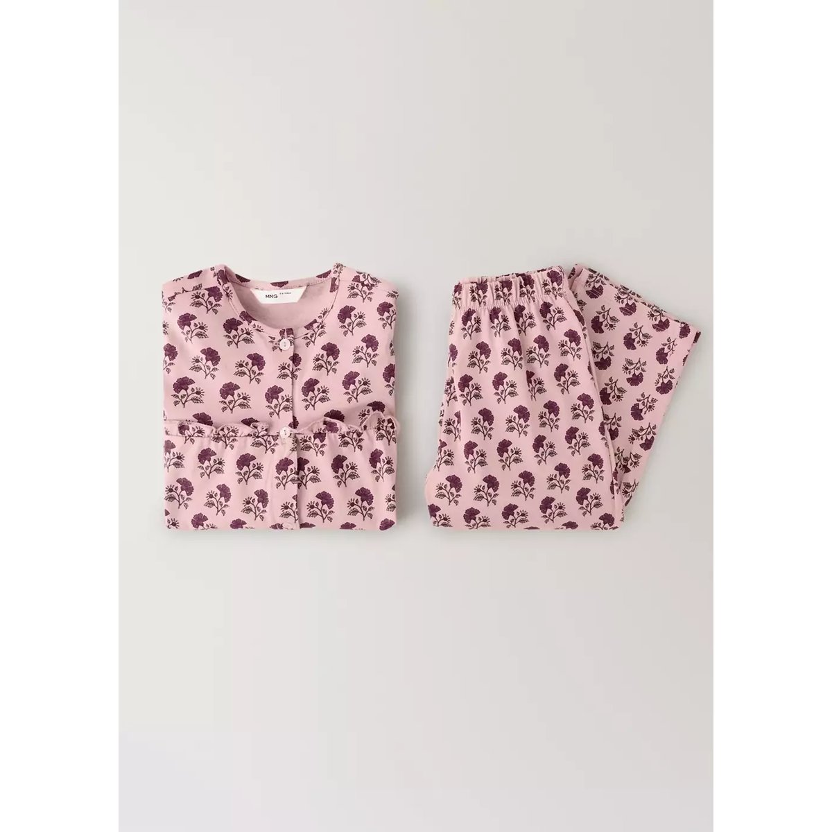 Pyjama complet imprimé à fleurs violet clair/pastel, MANGO BABY