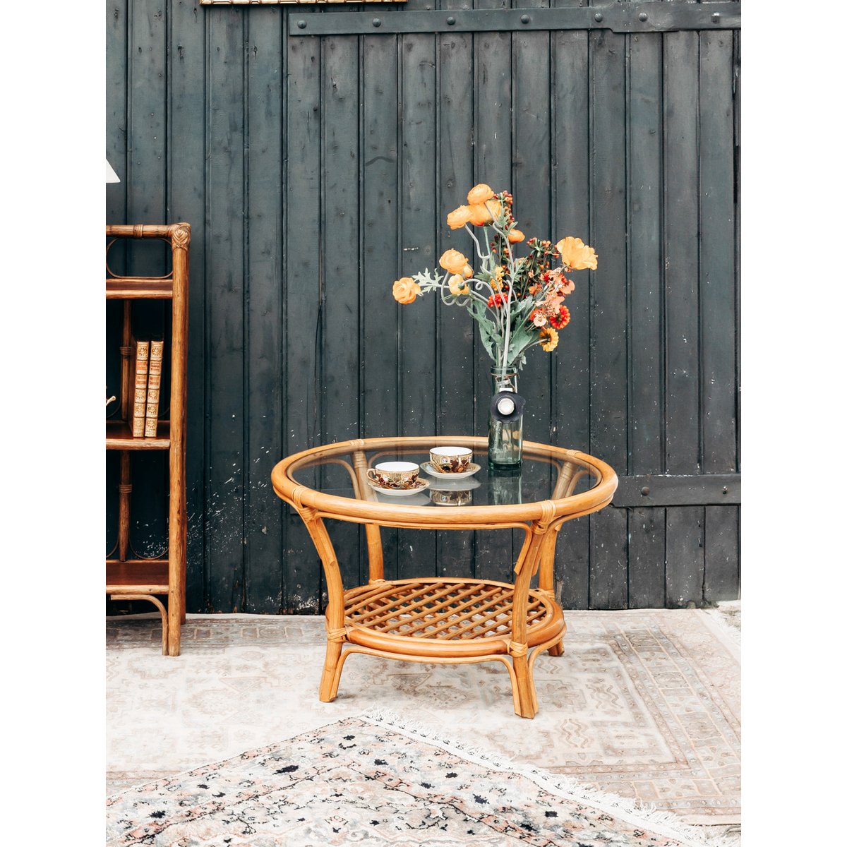 Table basse en rotin Léonie N°252 - Bon état bois, DEBONGOUT