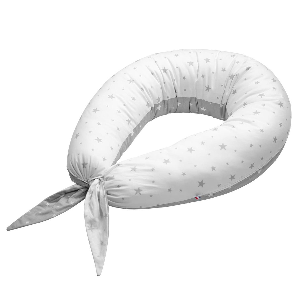 Coussin de maternité et d'allaitement + housse réversible STELLA stella, imprimé étoiles blanc, gris, SEVIRA KIDS