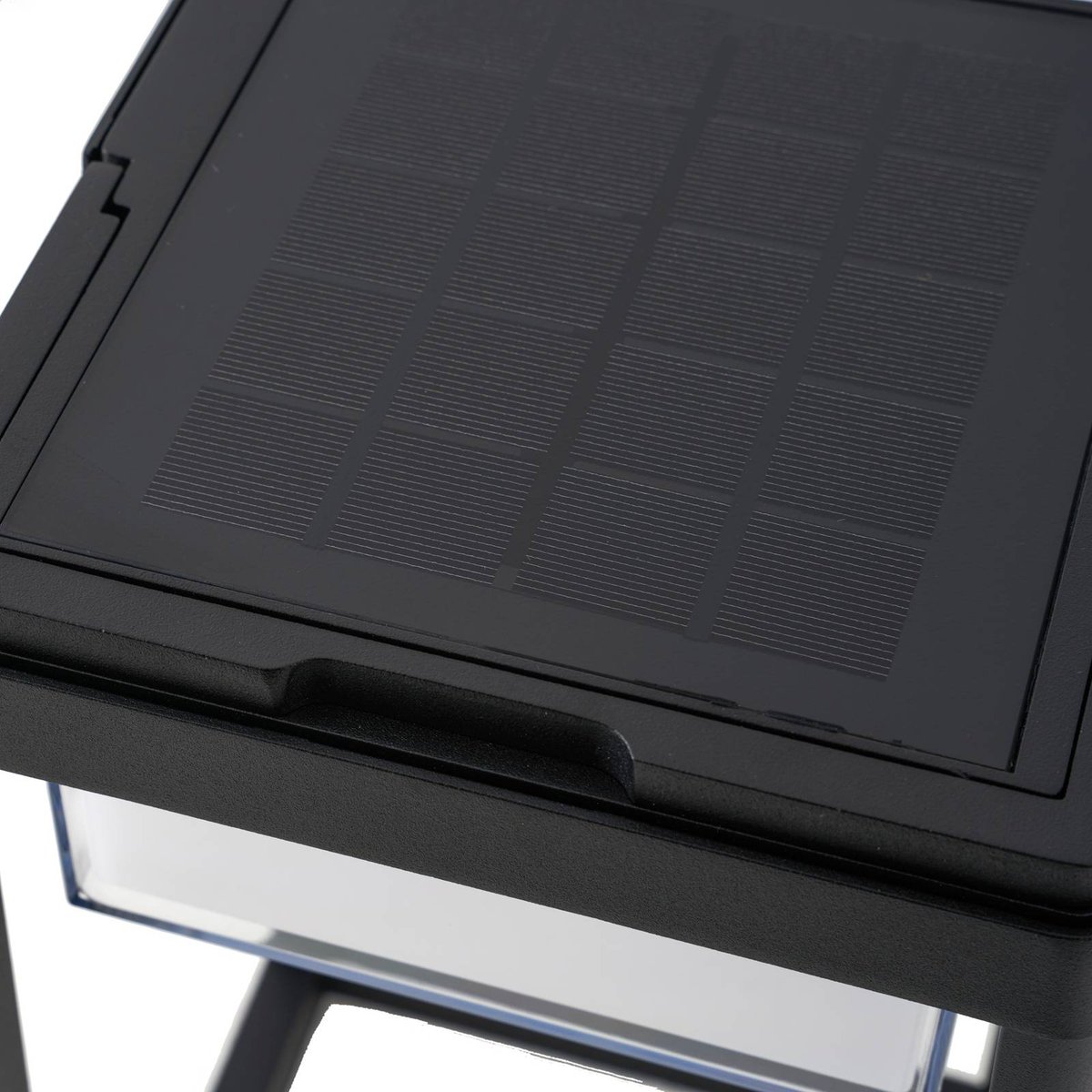 Lampe solaire en aluminium moderneLED noir sable, blanc, LUCANDE