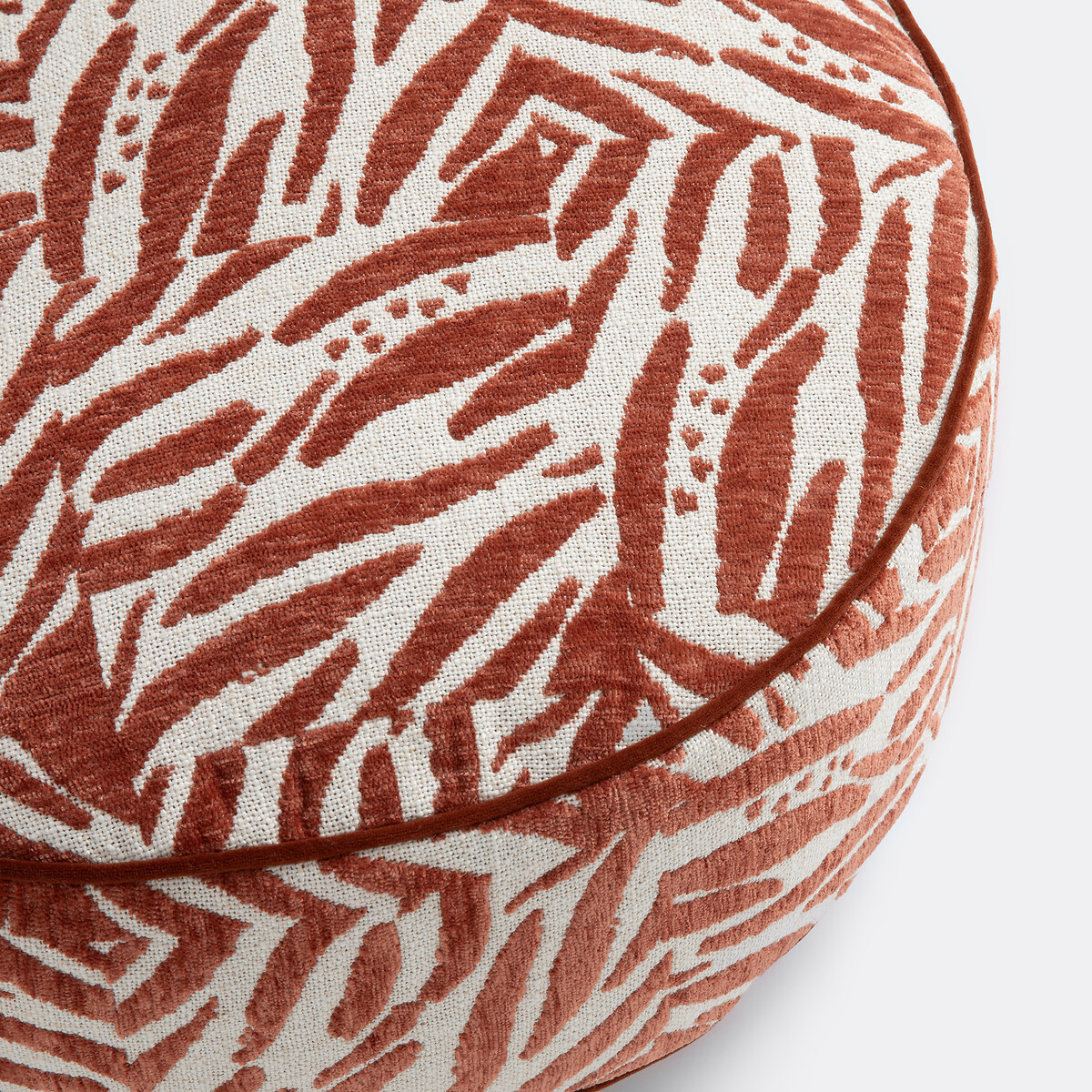 Cojín de suelo de jacquard, 50 cm de diámetro, LEAN natural/terracota, LA REDOUTE INTERIEURS