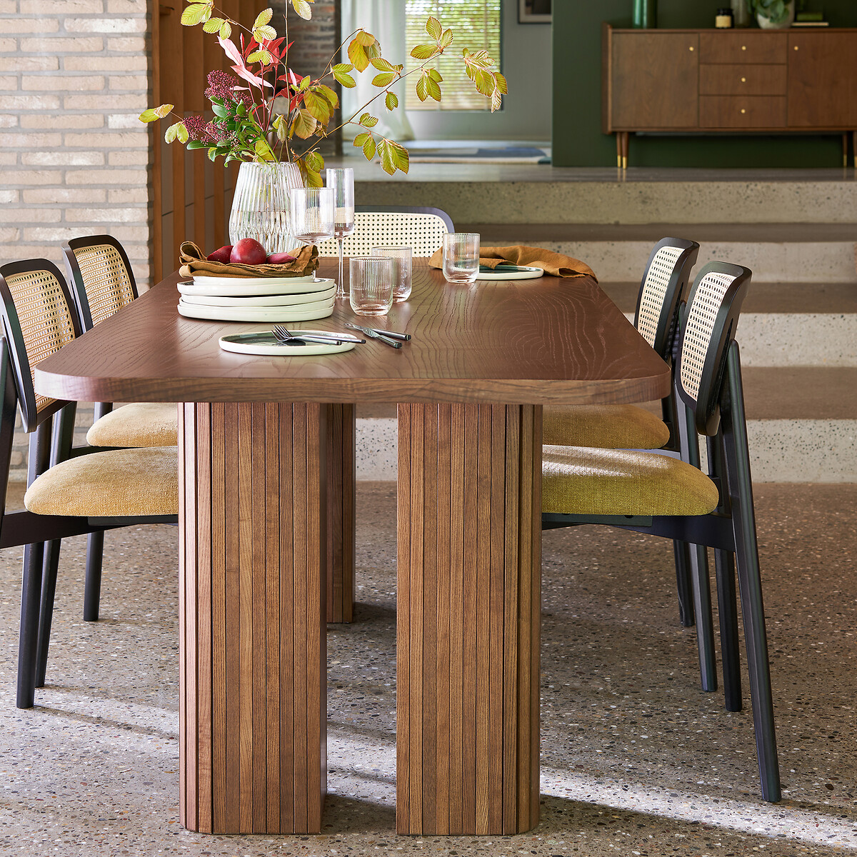 Table à manger rectangulaire, plaqué chêne et pin, 6 à 8 couverts, LATTI noyer, LA REDOUTE INTERIEURS