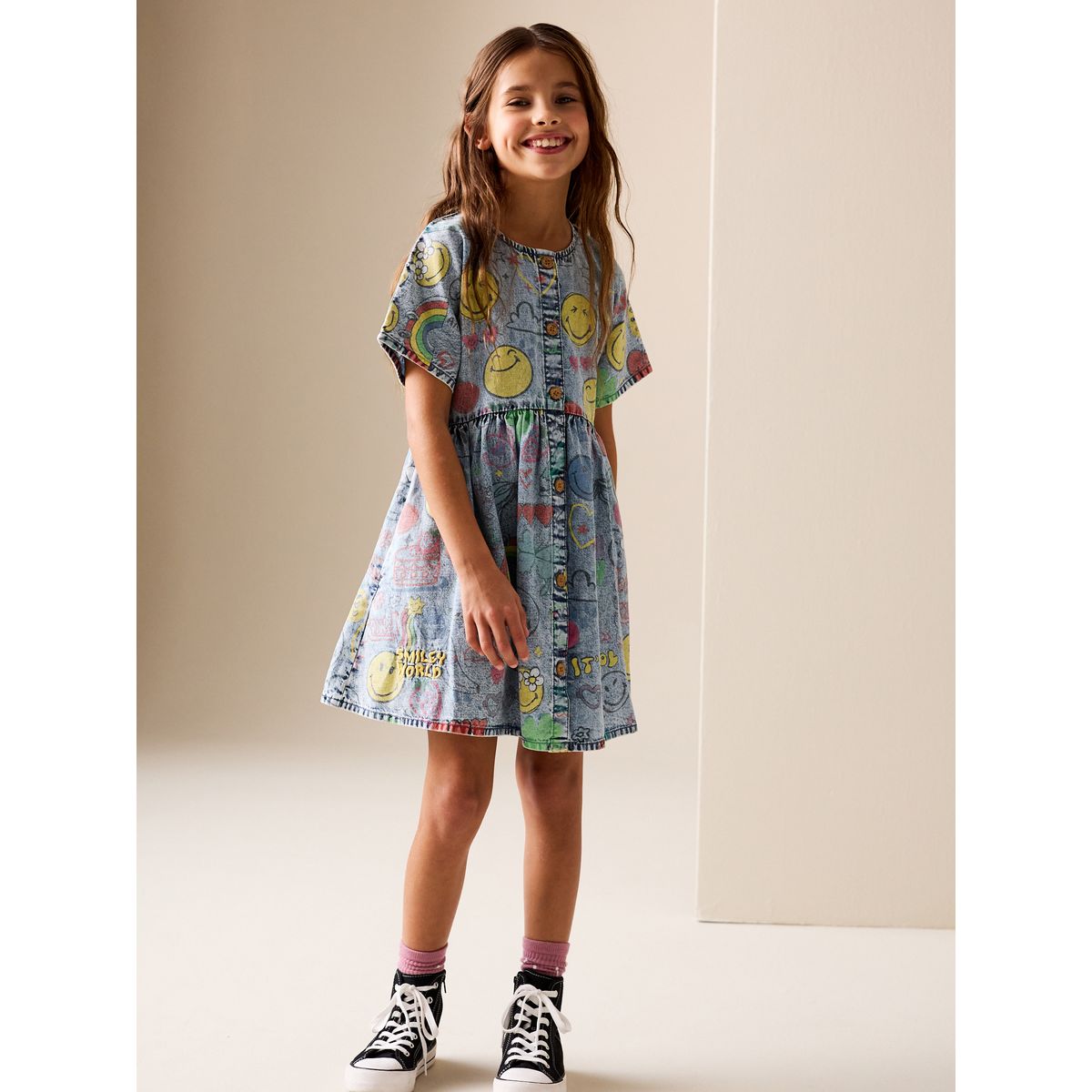 Robe boutonnée à motif smiley jena bleu, NEXT