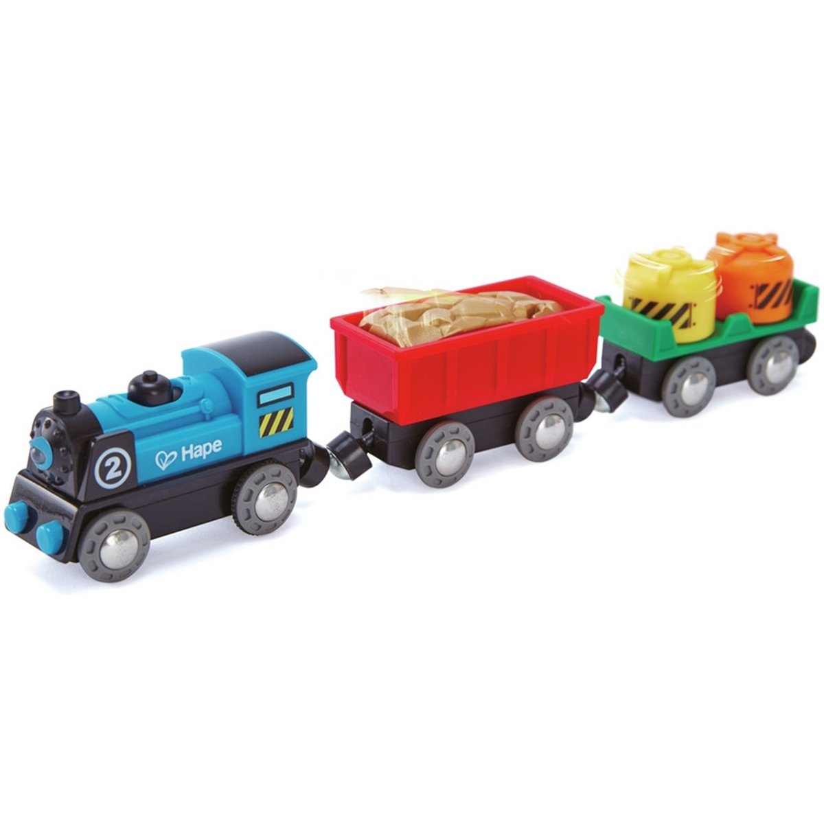 Train de marchandises à piles multicolore, HAPE
