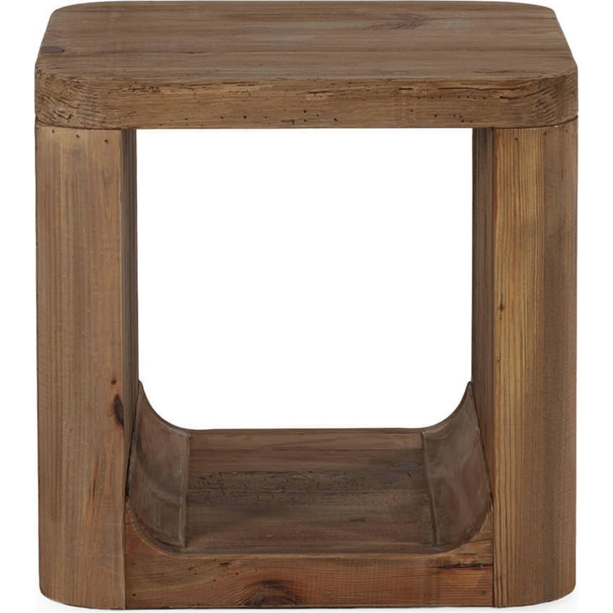 Table d'appoint carrée en pin vieilli naturel vieilli, RECOLLECTION