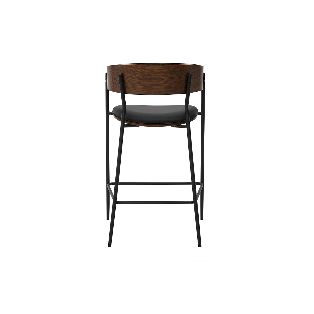 Tabourets de bar design noirs et bois foncé noyer H66.5 cm (lot de 2) DANTE noir, MILIBOO