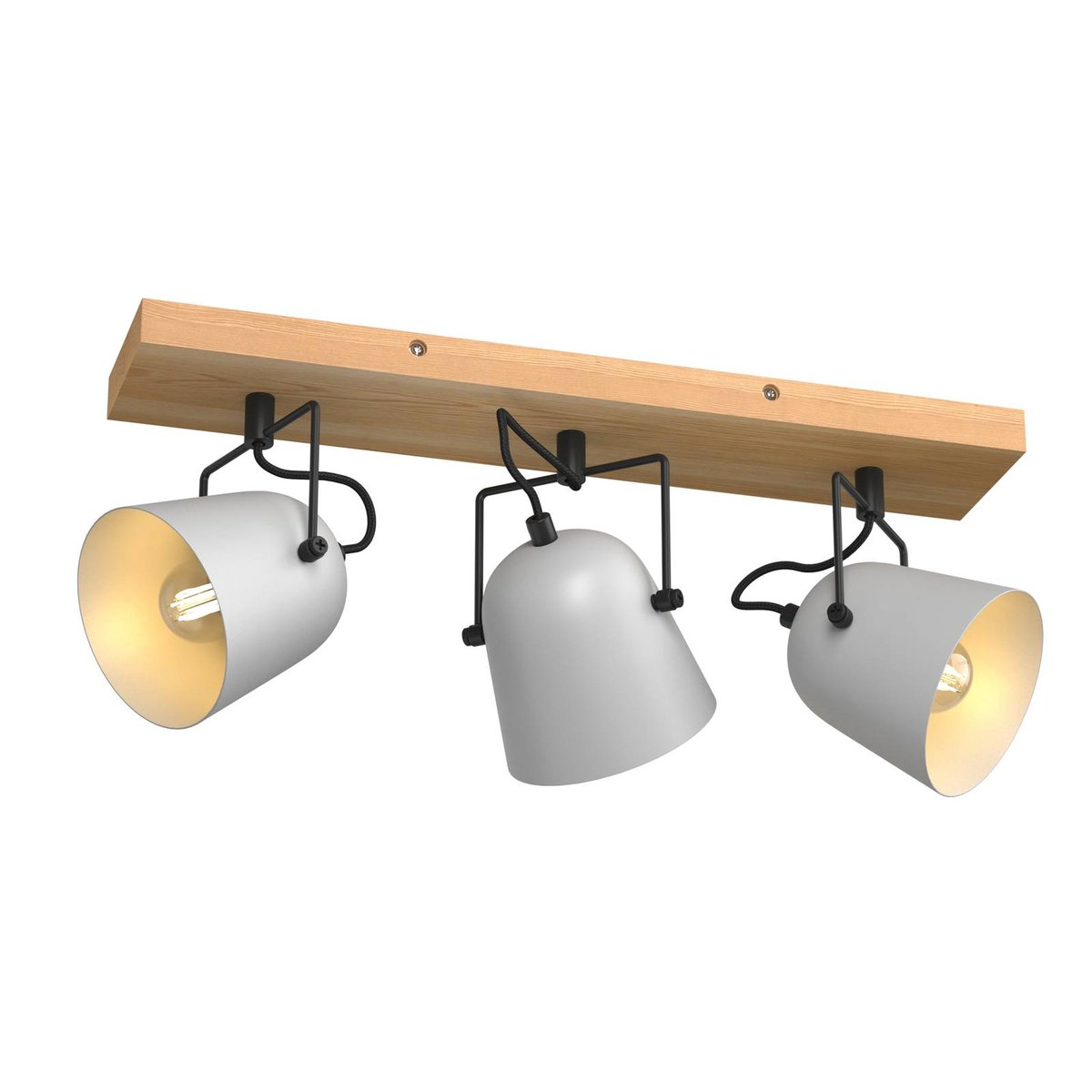 Spot en bois moderne, Adalin gris, bois clair, noir, LINDBY