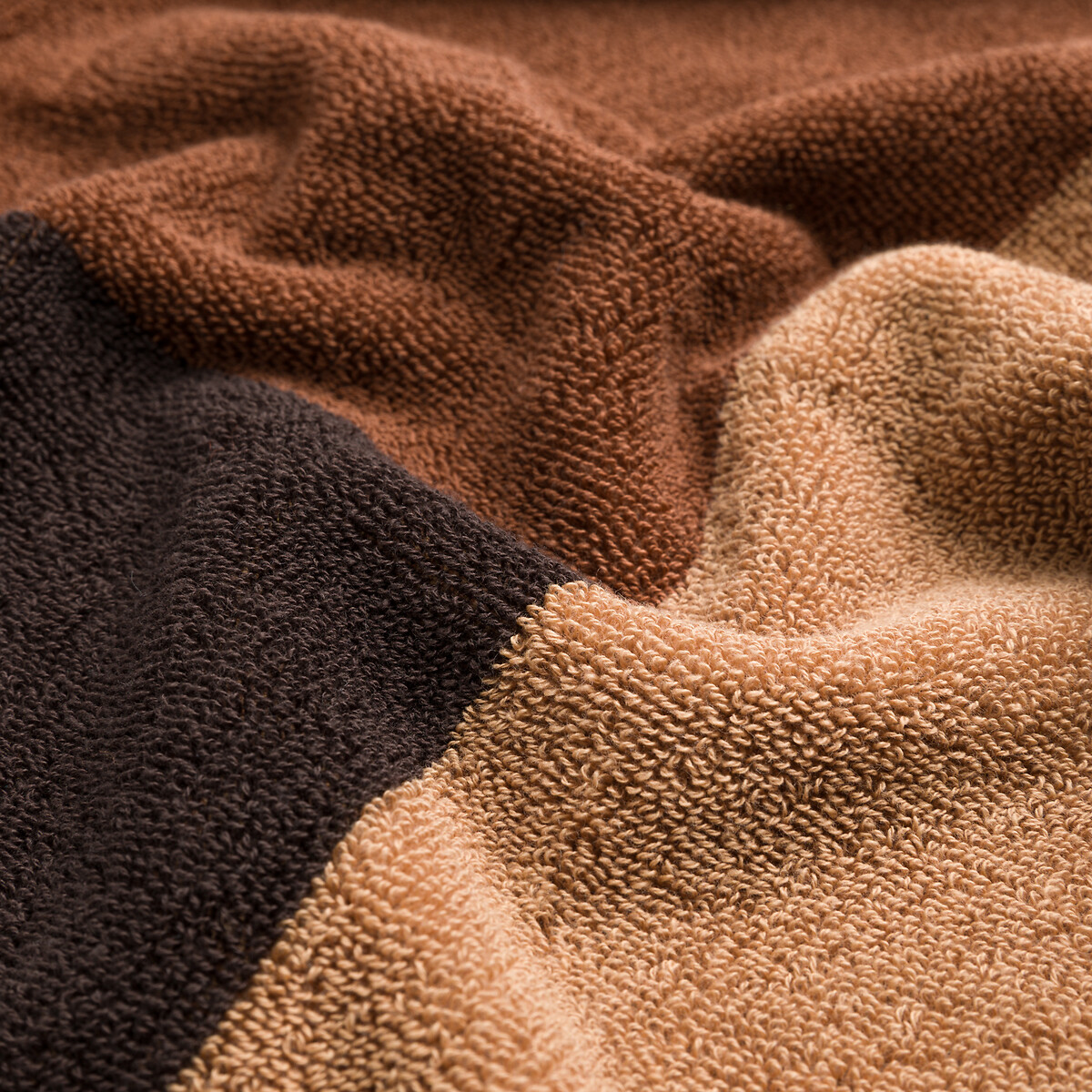 Handdoek in badstof, Palavas kastanje/caramel, LA REDOUTE INTERIEURS