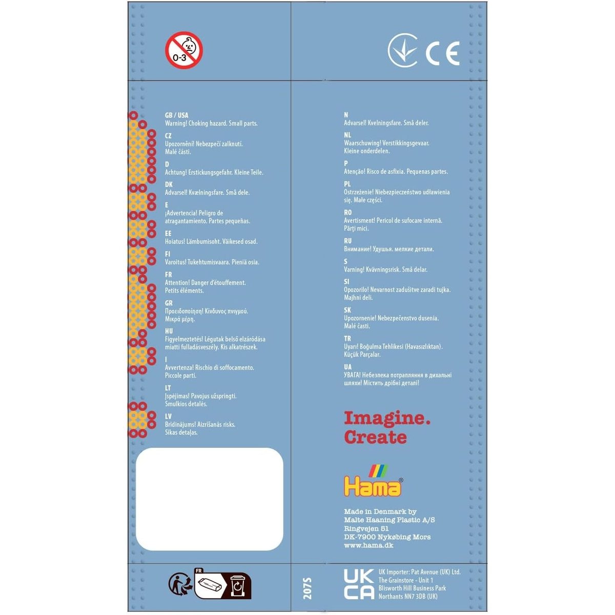 Sachet 1000 perles plastique rouge, HAMA