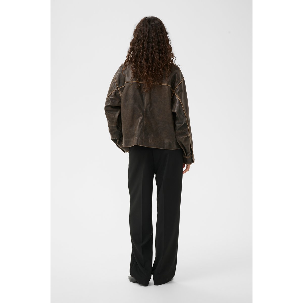 Veste en cuir marron chocolate torte, SOAKED IN LUXURY