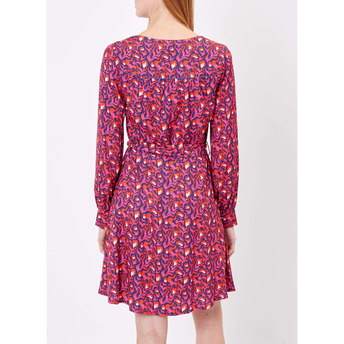Robe imprimée ajustée doublée TINOU rose tulip, PRINCESSE NOMADE