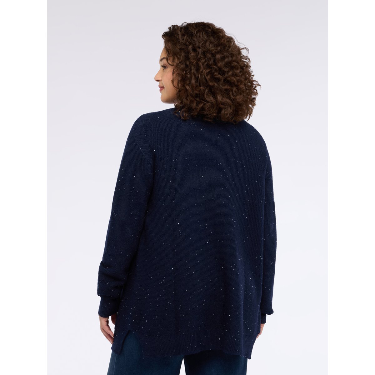 Cardigan long à paillettes bleu, FIORELLA RUBINO