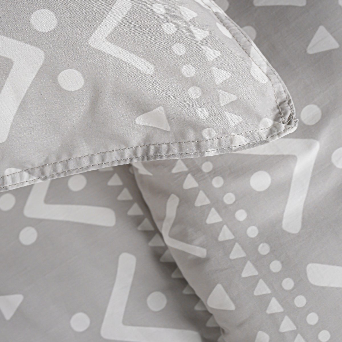Parure de lit coton 2 personnes imprimé ethnique SUNSHINE gris, TODAY