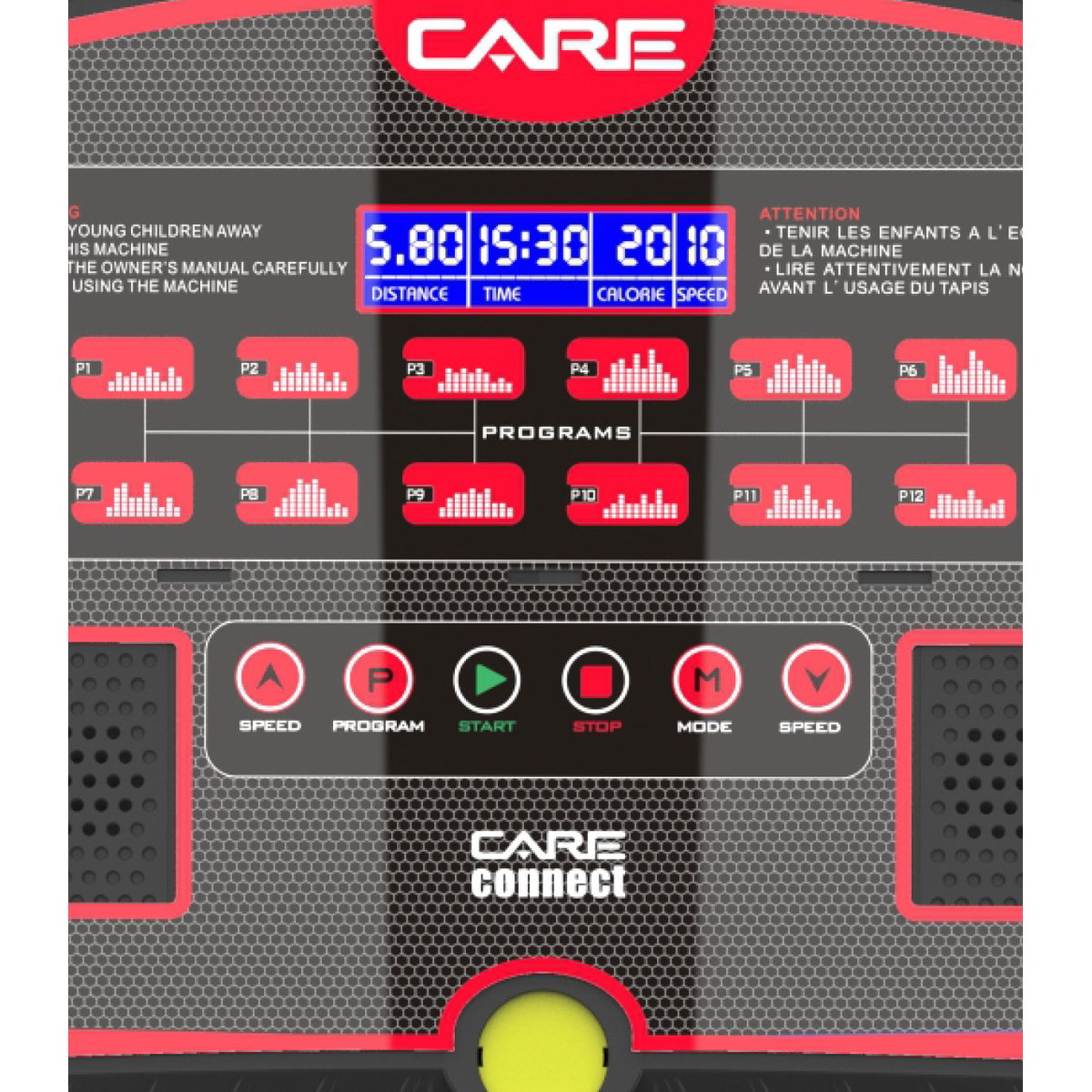 Tapis de course connecté - 14km/h - CARE - KINOMAP rouge, CARE FITNESS