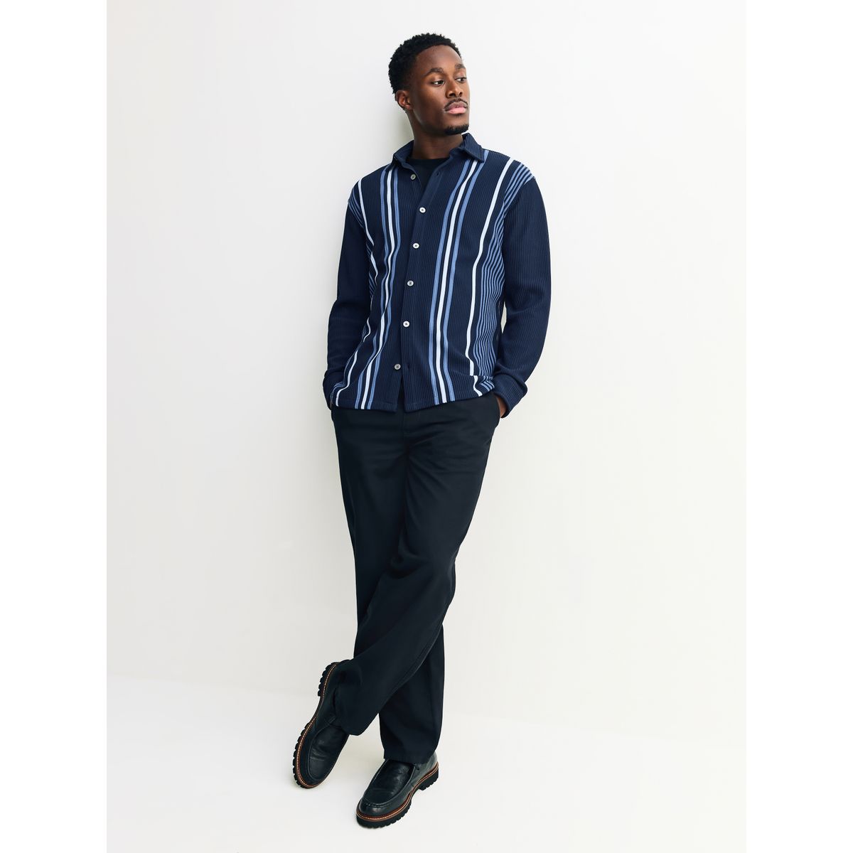 Chemise jersey à manches courtes et rayures bleu marine / blanc, NEXT