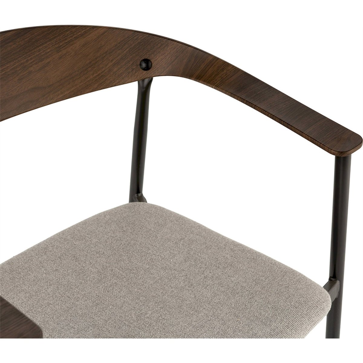 Chaise empilable en métal et tissu noyer foncé tissu gris noir, RECOLLECTION