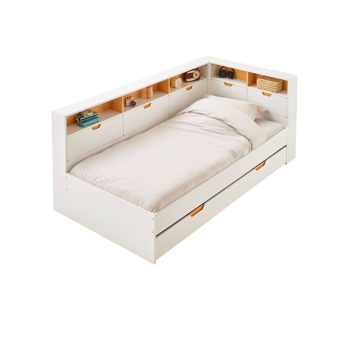 Lit enfant multi rangements TRÉSOR blanc, VERTBAUDET