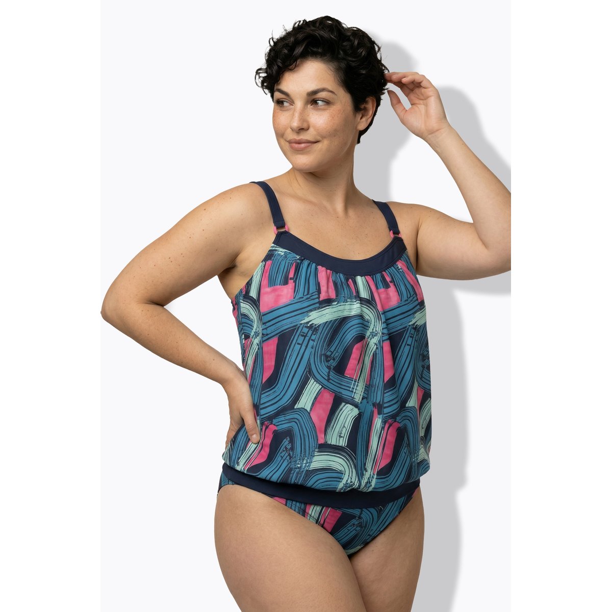 Tankini avec bonnets souples bleu foncé, ULLA POPKEN