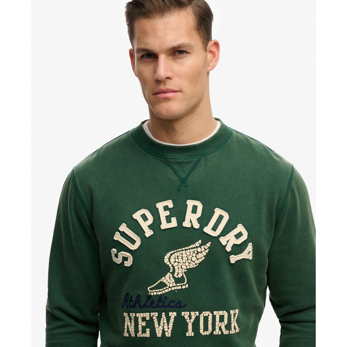 Sweatshirt Vintage Athletic Col Rond vert foncé, SUPERDRY