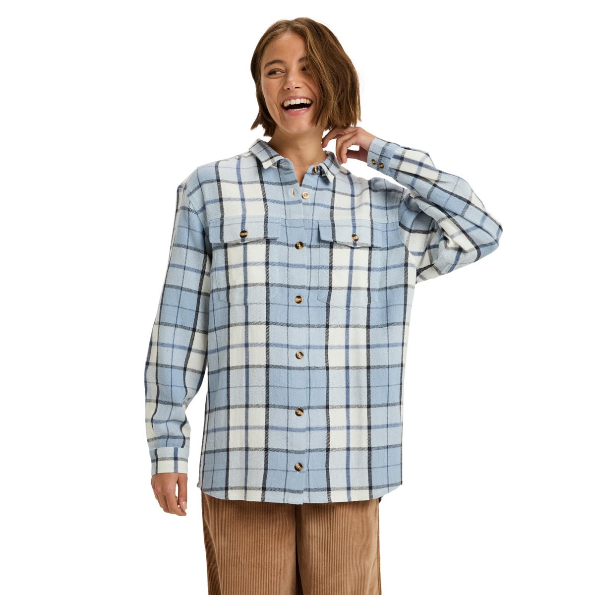 Chemise manches longues LET IT GO FLANNEL. bleu blueblizz mariachi plaid small, ROXY