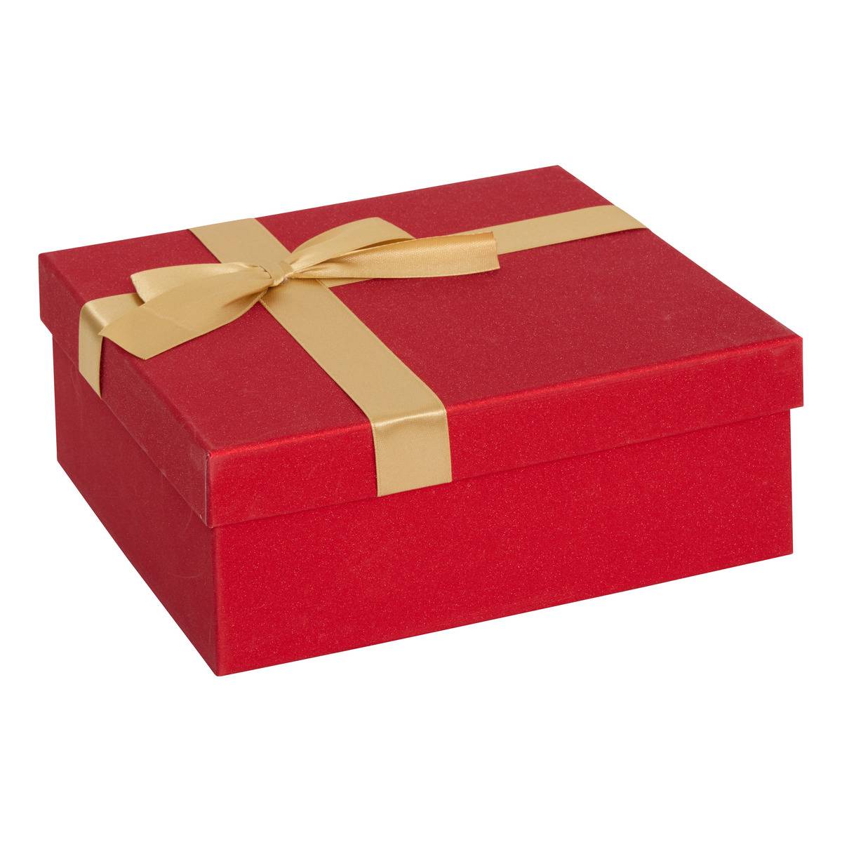 Lot de 3 boîtes cadeau de Noël rouges à nœud rouge, FEERIC LIGHTS & CHRISTMAS