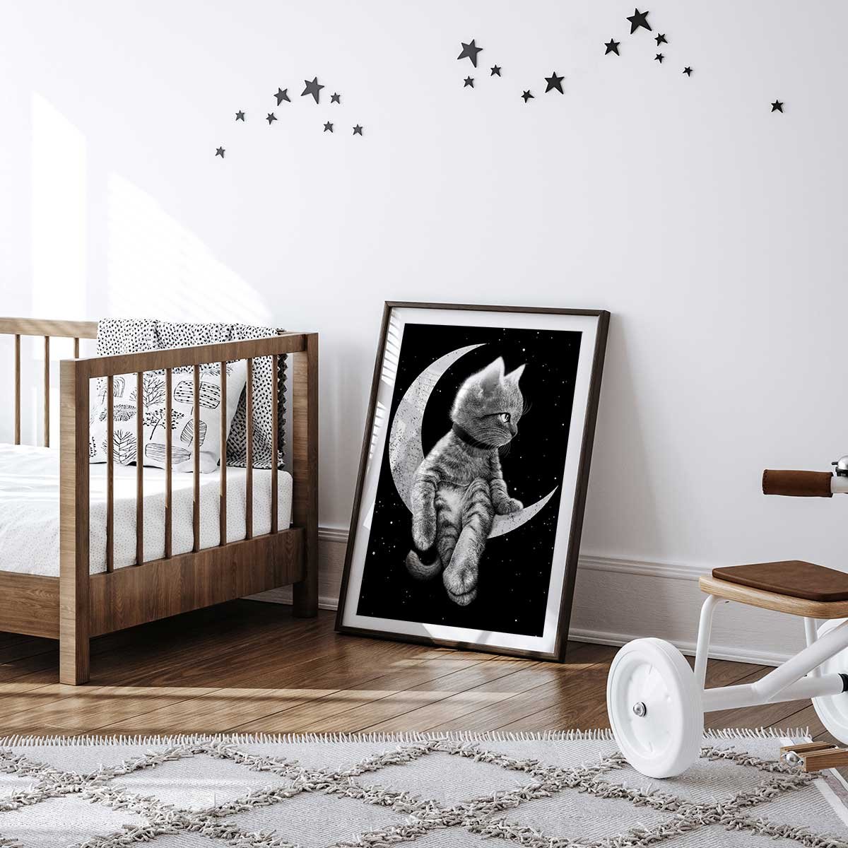 Affiche enfant chat rêveur affiche seule, HEXOA