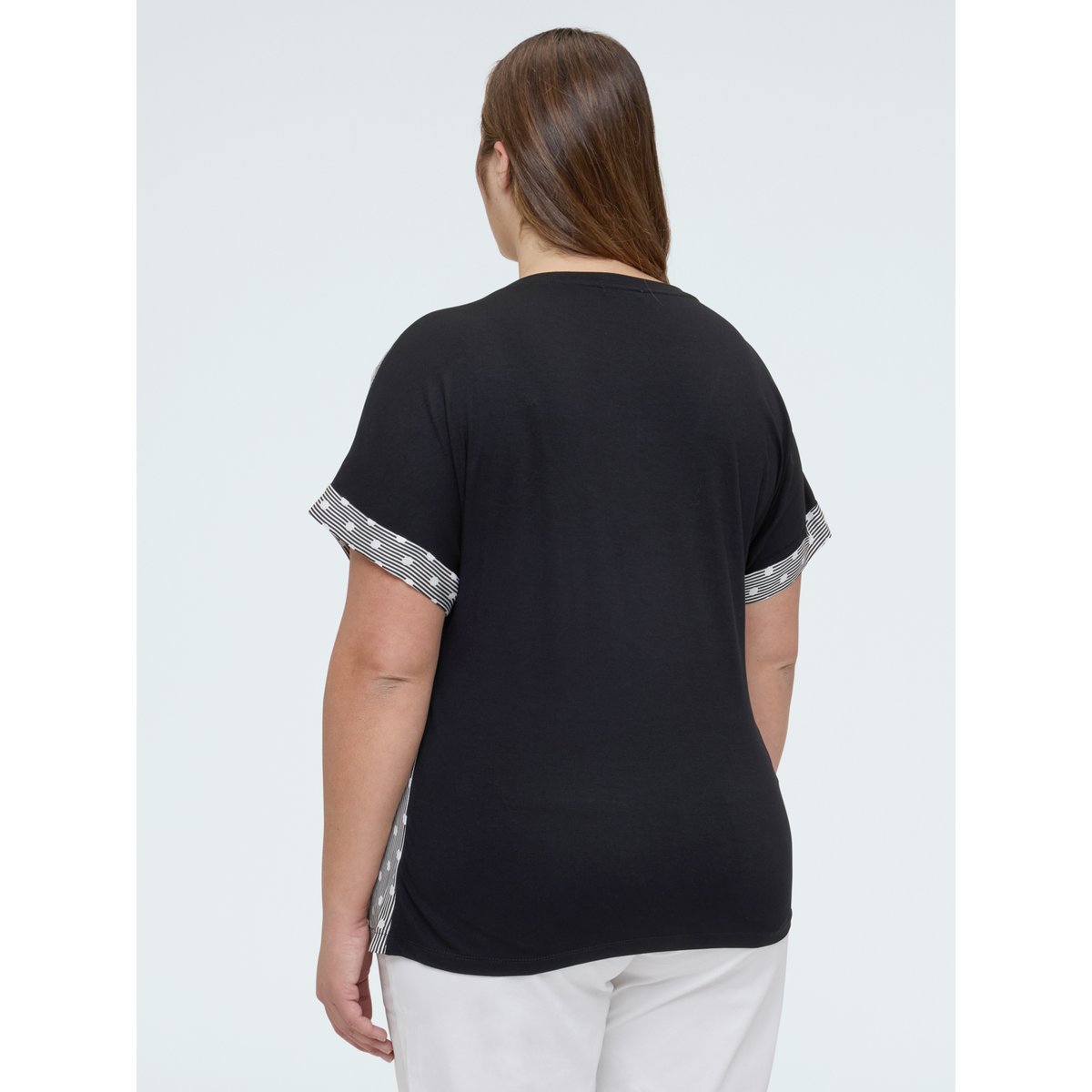 T-shirt à rayures et pois noir, FIORELLA RUBINO