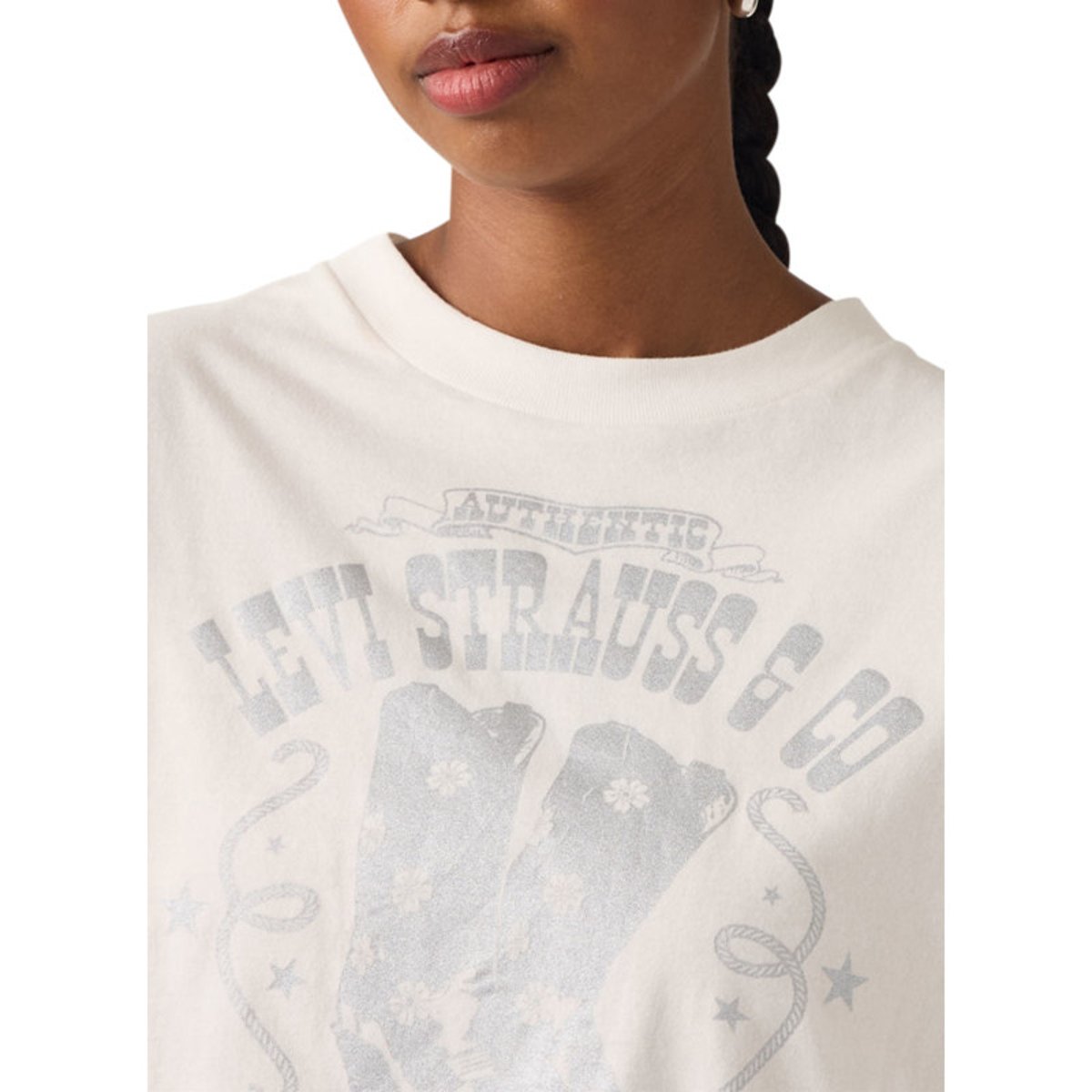 T-shirt en coton blanc à coupe ajustée pourvu de manches courtes blanc, LEVI'S