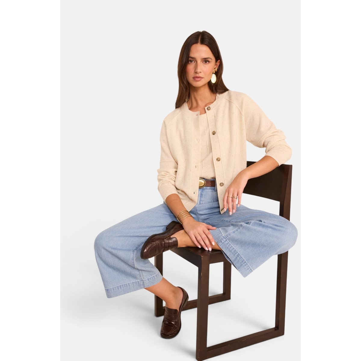 Pull à manches courtes en cachemire BILL creme, Maison 123