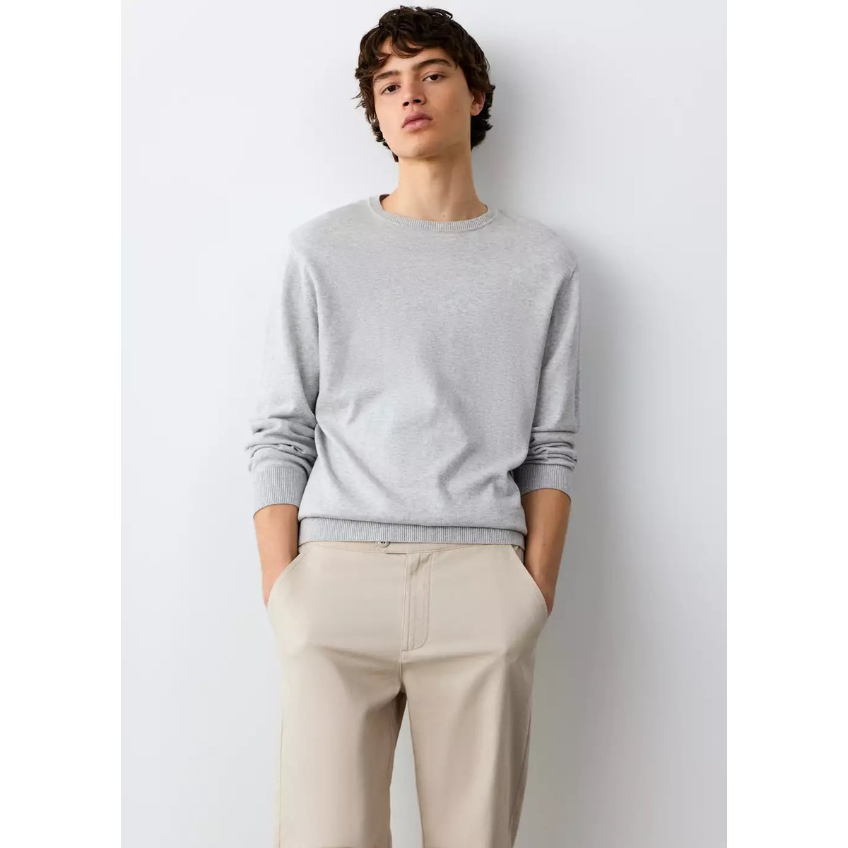 Pantalon coton lin droit sable, MANGO TEEN