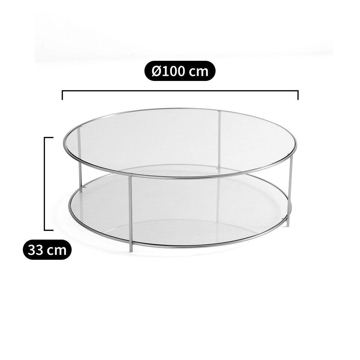 Table basse ronde verre trempé, Sybil laiton vieilli, AM.PM