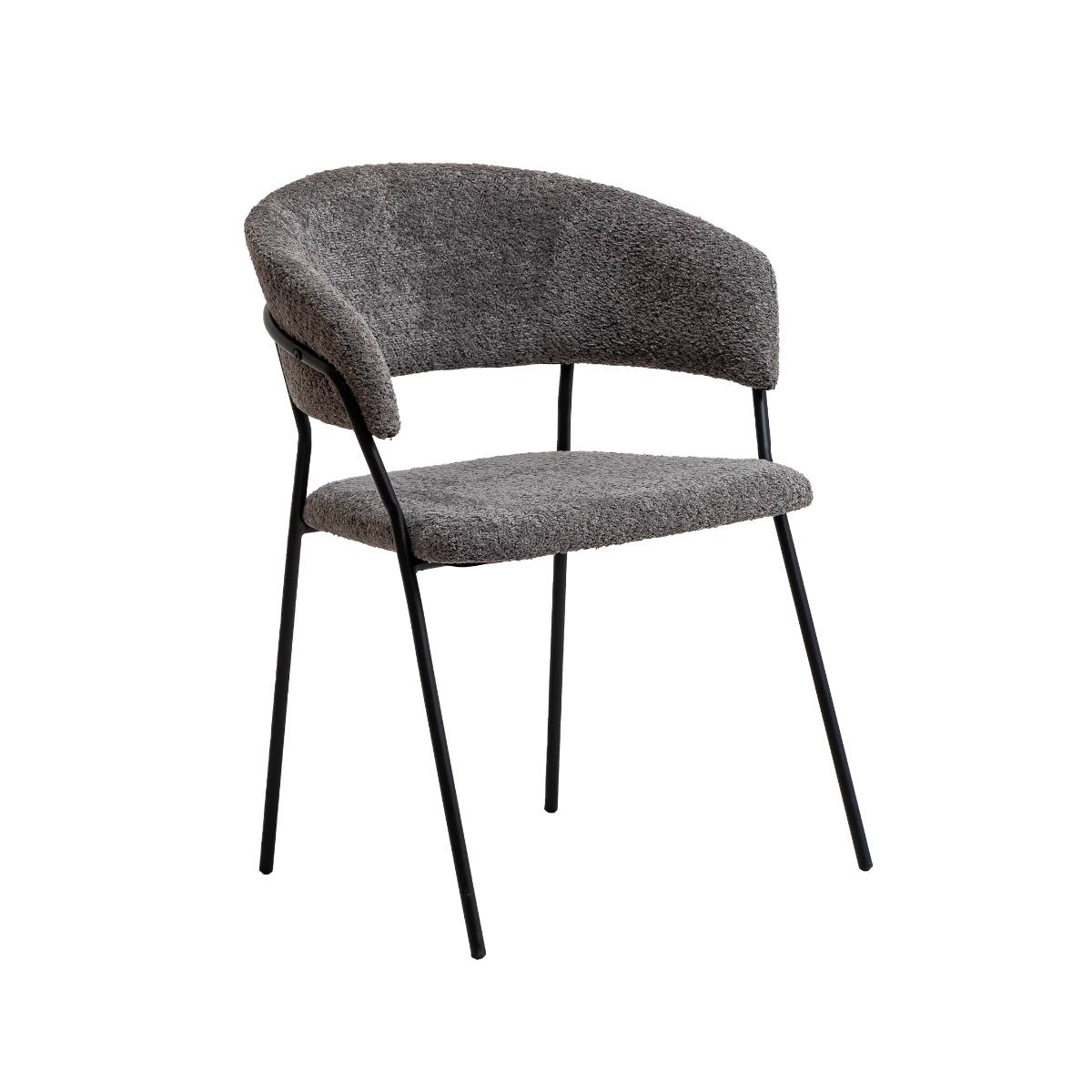 Lot de 2 chaises en tissu et métal KANOA gris, MADE IN MEUBLES 