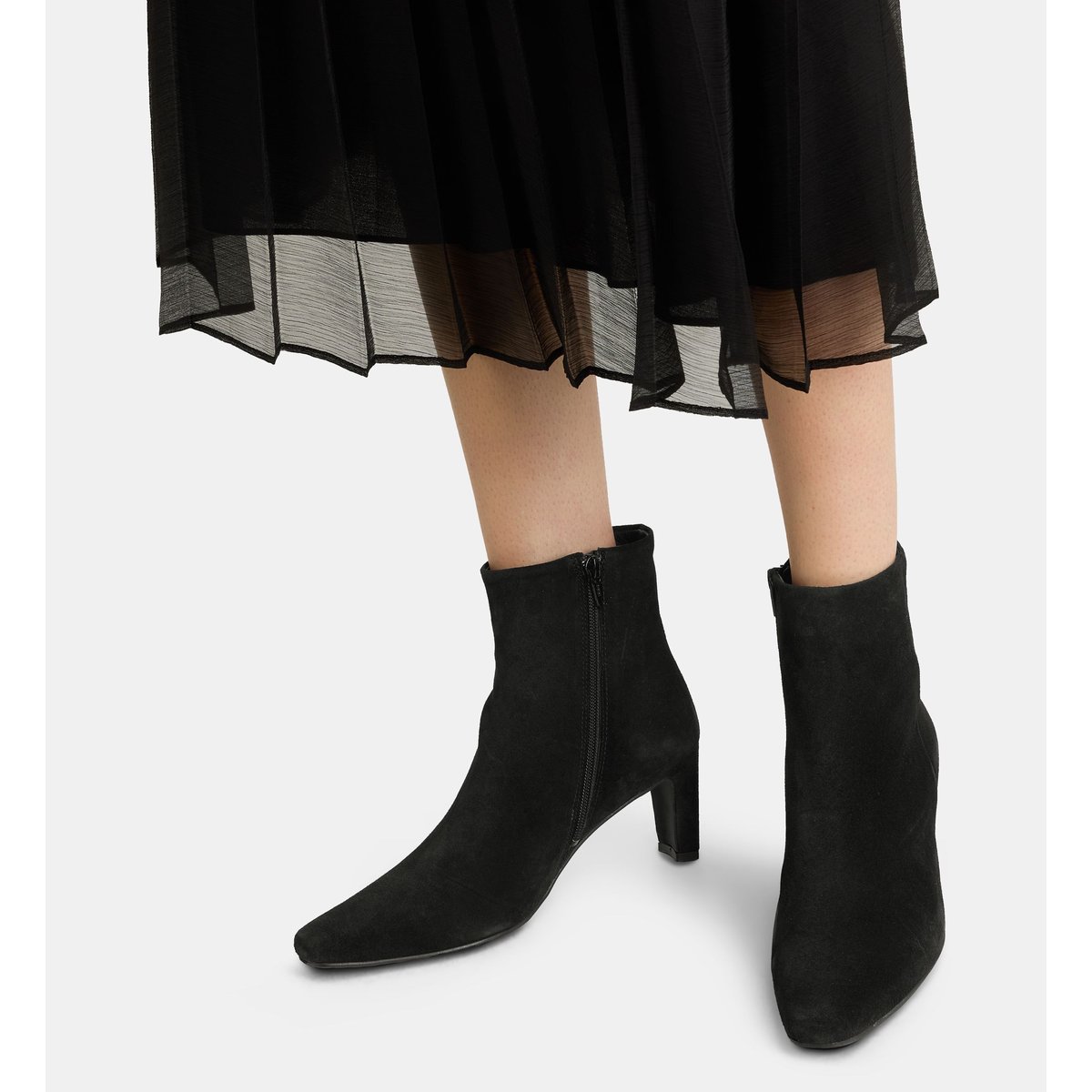 Bottines affinées cacilie cuir velours noir, GALERIES LAFAYETTE