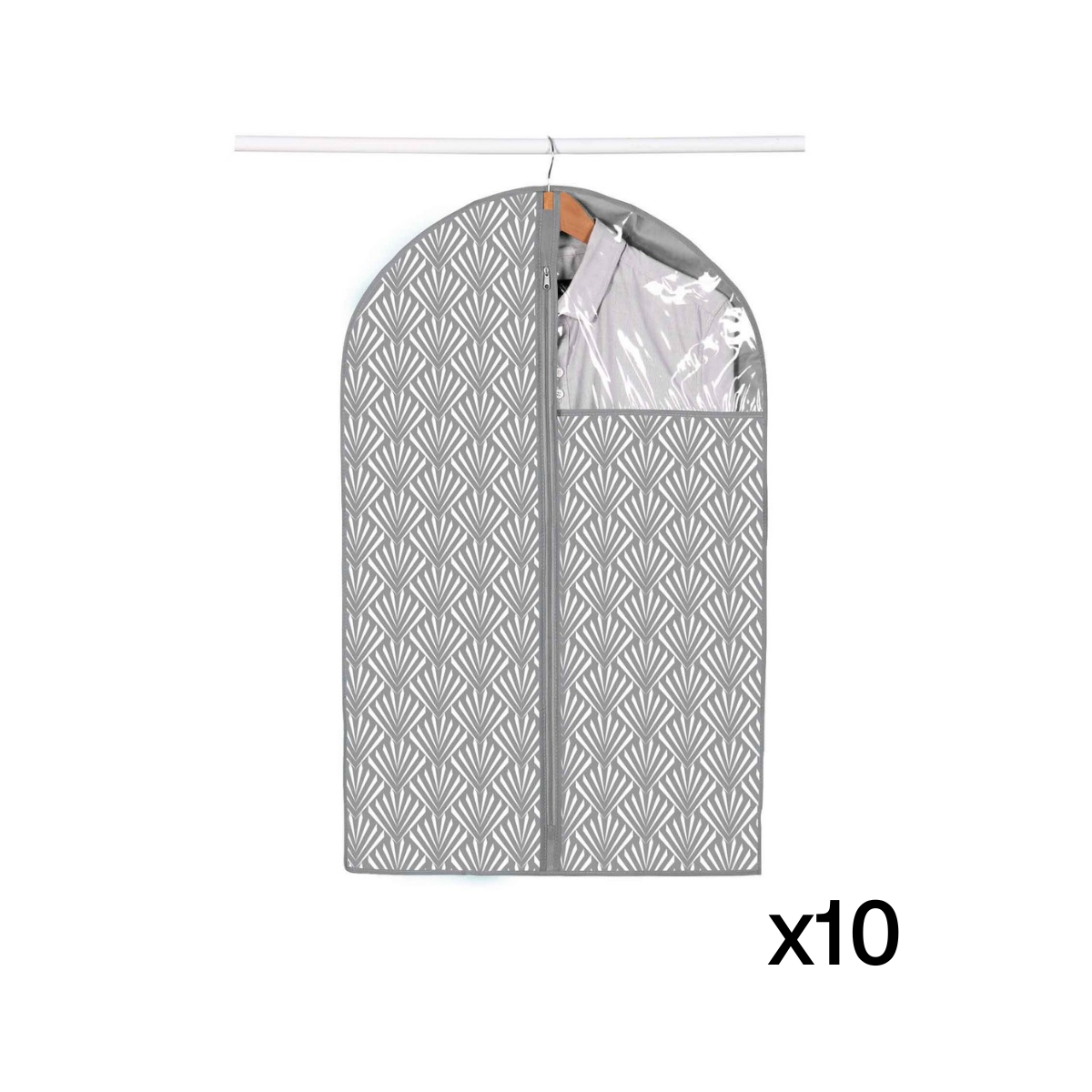 Lot de 20 housses pour vêtement H90 cm imprimé éventails couleur unique, CALICOSY