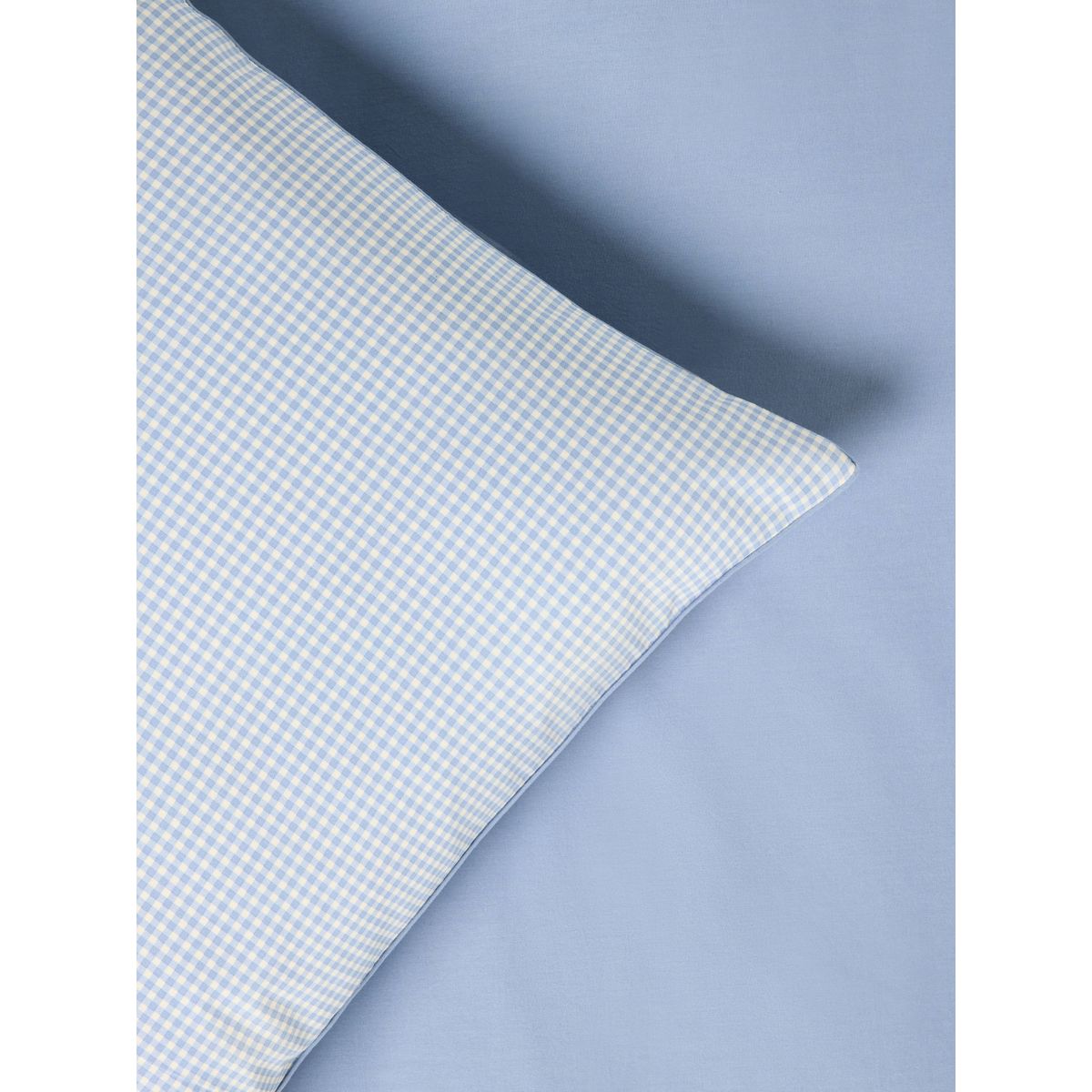 Housse de couette et taie d’oreiller en coton vichy bleu, NEXT