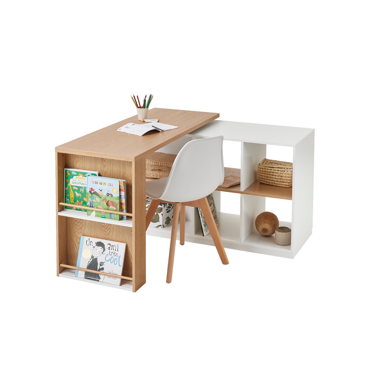 Bureau coulissable TOUPIE blanc, VERTBAUDET