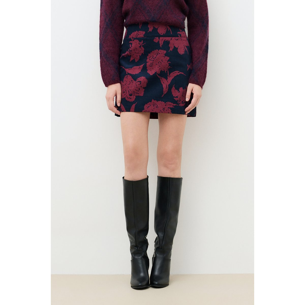 Jupe courte fluide JOSCANE bordeaux, CAROLL