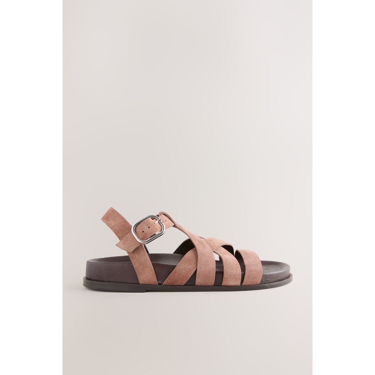 Sandales à brides croisées daim rose chair, NEXT