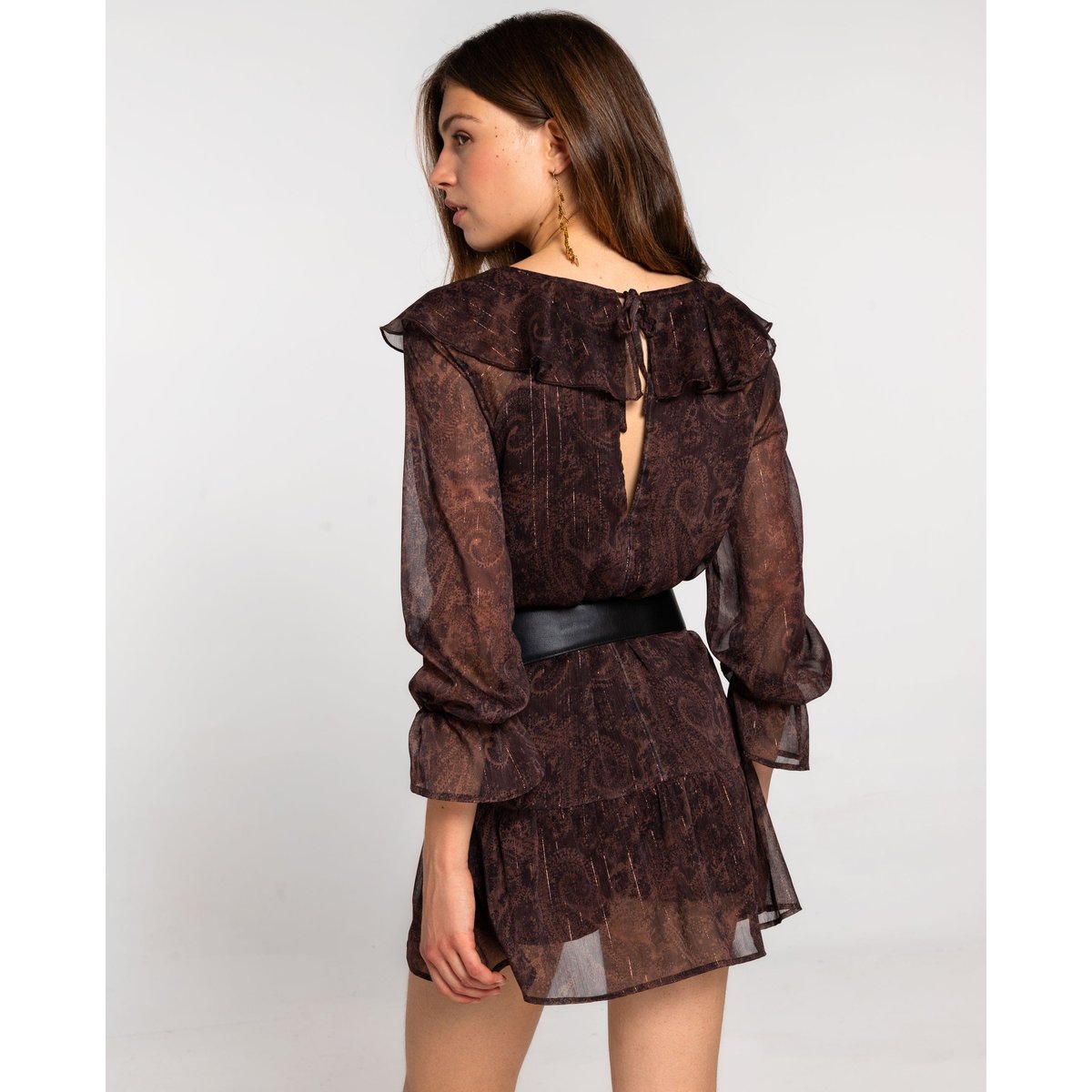 Robe en maille élastique à franges et coupe ajustée imprimé, THE-ARE